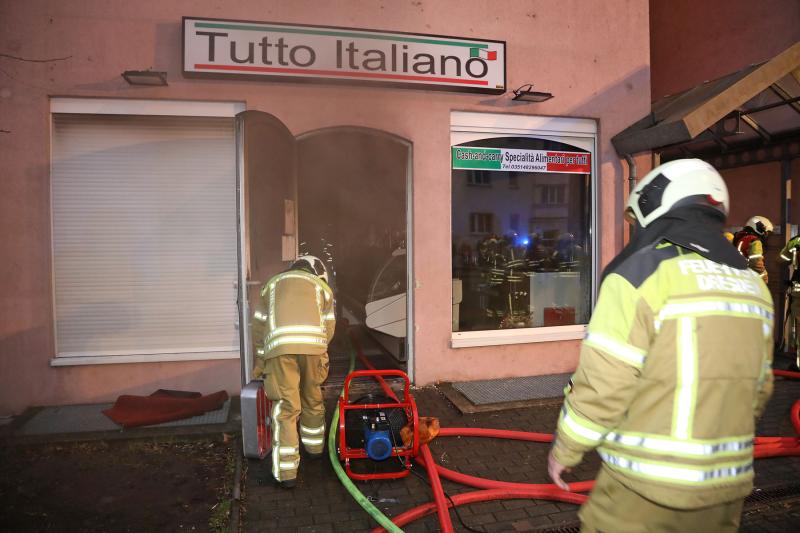 Brand in italienischem Feinkostgeschäft