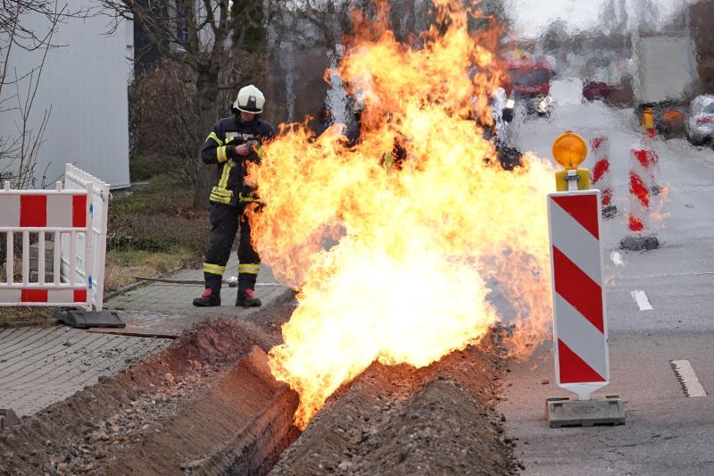 Beschädigte Gasleitung brannte