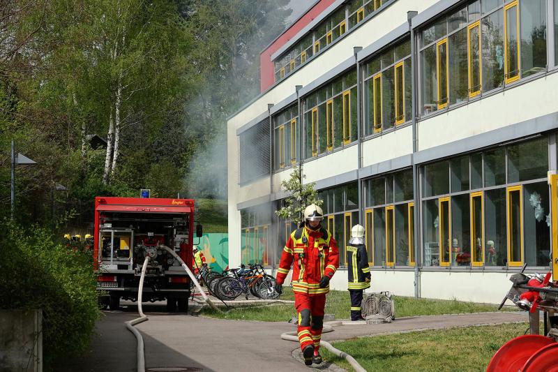 Unterrichtsraum in der Oberschule brannte